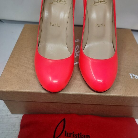 CHRISTIAN LOUBOUTIN Patent Fifille Fluo Rose Pink Pump Shoe - Picture 9 of 12